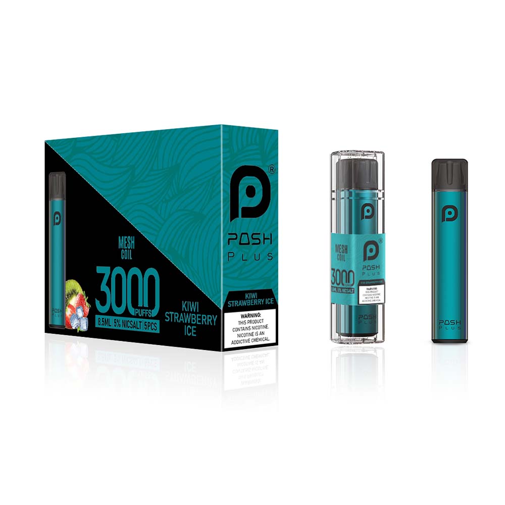 Posh Plus 3000 Puff Device - Kiwi Strawberry Ice (Sleeve of 5) 1 Posh Kiwi Strawberry Ice