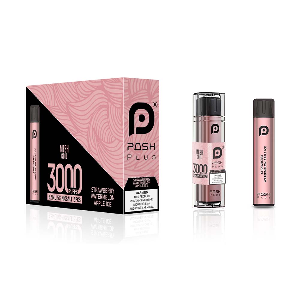 Posh Plus 3000 Puff Device - Strawberry Watermelon Apple Ice (Sleeve of 5) 1 Posh Strawberry Watermelon Apple Ice