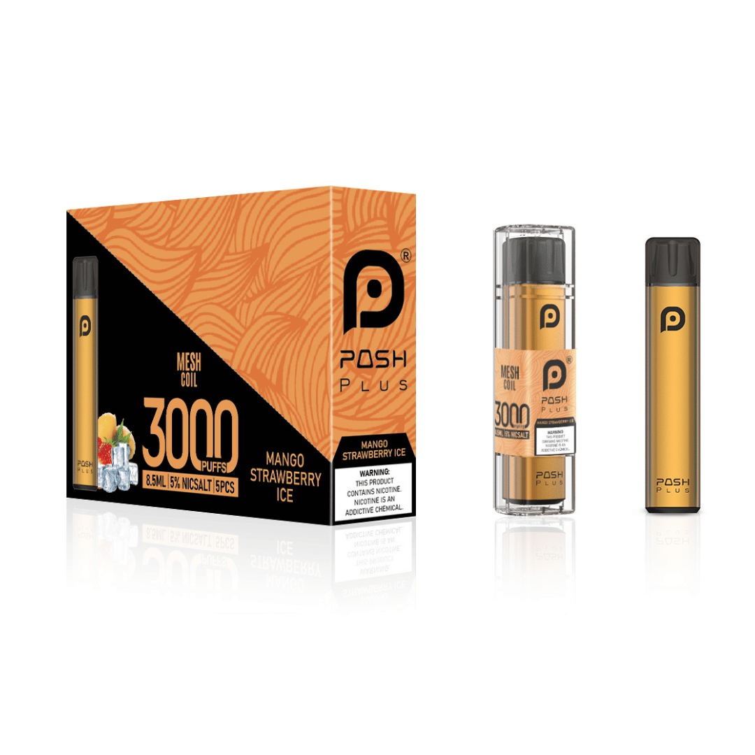 Posh Plus 3000 Puff Device - Mango Strawberry Ice (Sleeve of 5) 1 Mango Strawberry Ice