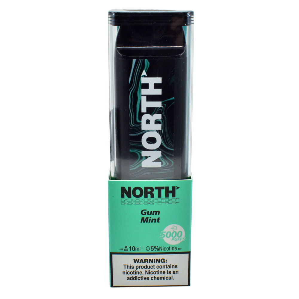 North 10ML 5000 Puff Rechargeable Disposable Vape - Gum Mint (Sleeve of 10) 1 North 10ML 5000 PuffsRechargeable Disposable Vape Device With Mesh Coil E liquid Battery Indicator gum mint