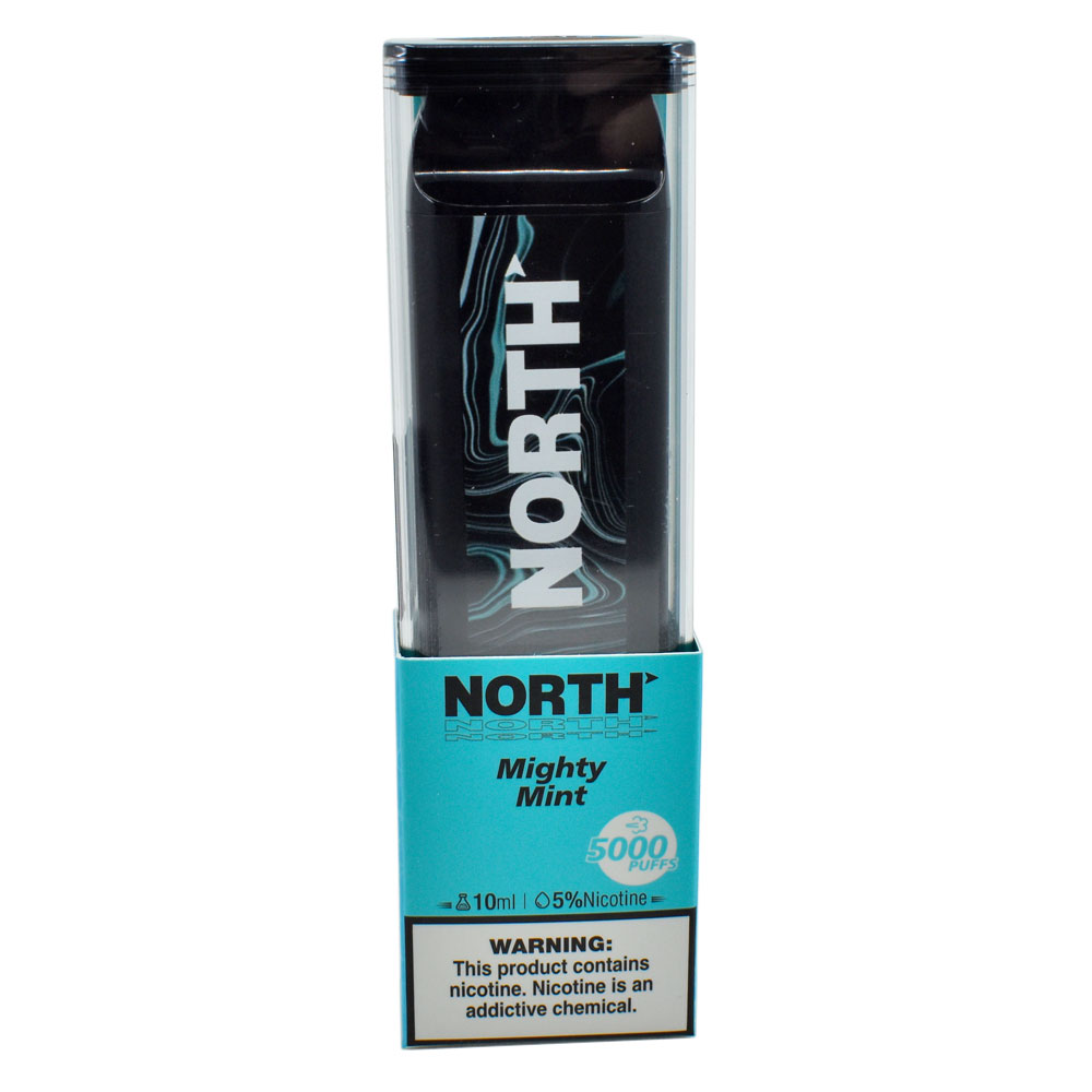 North 10ML 5000 Puff Rechargeable Disposable Vape - Mighty Mint (Sleeve of 10) 1 North 10ML 5000 PuffsRechargeable Disposable Vape Device With Mesh Coil E liquid Battery Indicator mighty mint