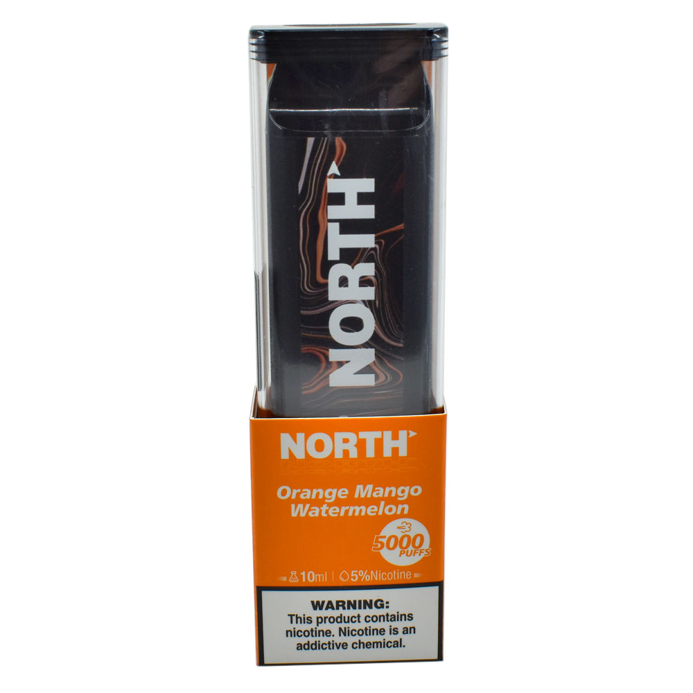 North 10ML 5000 Puff Rechargeable Disposable Vape - Orange Mango Watermelon (Sleeve of 10) 1 North 10ML 5000 PuffsRechargeable Disposable Vape Device With Mesh Coil E liquid Battery Indicator orange mango watermelon