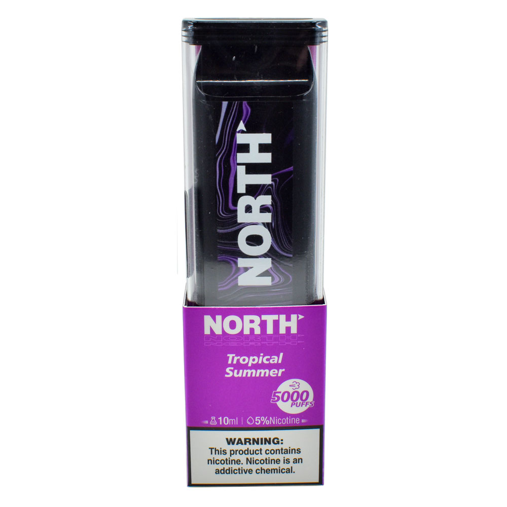 North 10ML 5000 Puff Rechargeable Disposable Vape - Tropical Summer (Sleeve of 10) 1 North 10ML 5000 PuffsRechargeable Disposable Vape Device With Mesh Coil E liquid Battery Indicator tropical summer