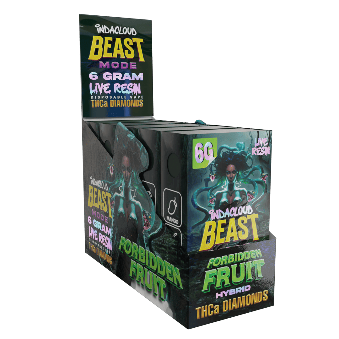 Beast Mode 6G THCa Diamonds Disposable Vape - Forbidden Fruit (Sleeve of 5) 2 Forbidden fruit display
