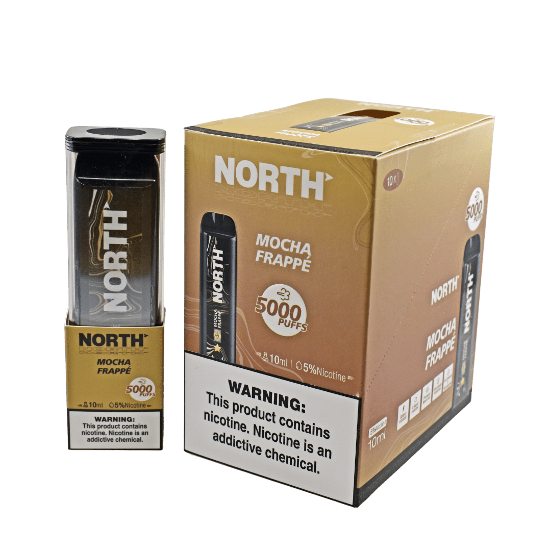 North 10ML 5000 Puff Rechargeable Disposable Vape - Mocha Frappe (Sleeve of 10) 1 North Mocha Frappe unitdisplay