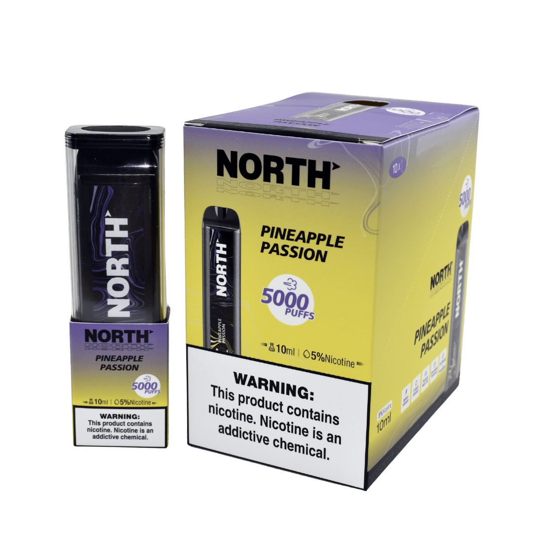 North 10ML 5000 Puff Rechargeable Disposable Vape - Pineapple Passion (Sleeve of 10) 1 North Pineapple Passion unitdisplay