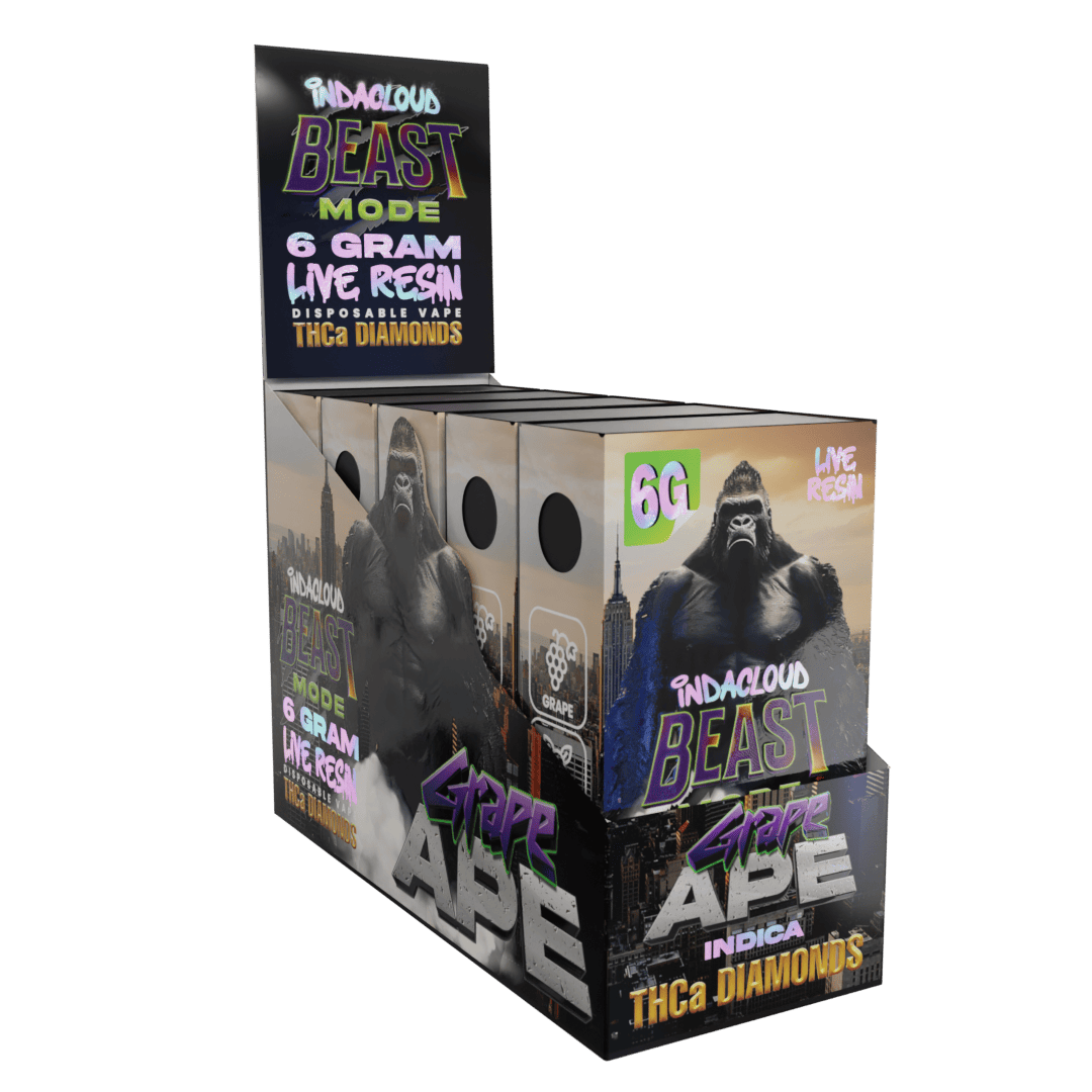 Beast Mode 6G THCa Diamonds Disposable Vape - Grape Ape (Sleeve of 5) 2 grape ape display