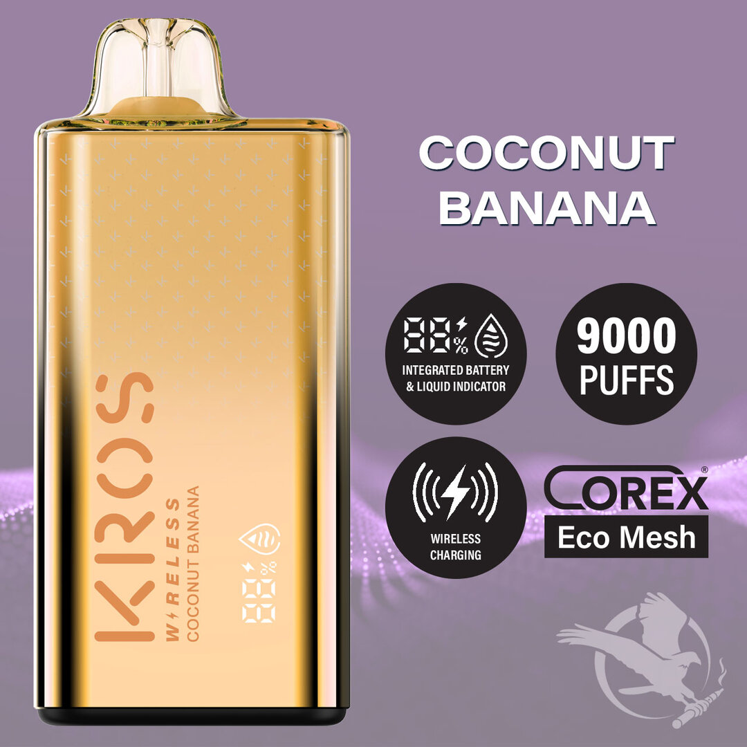 KROS Wireless 17ML 9000 Puffs Disposable Vape - Coconut Banana (Sleeve of 10) 1 KROS4 COCONUT BANANA
