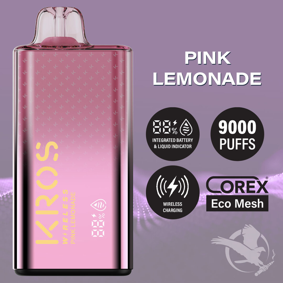 KROS Wireless 17ML 9000 Puffs Disposable Vape - Pink Lemonade (Sleeve of 10) 1 KROS4 PINK LEMONADE