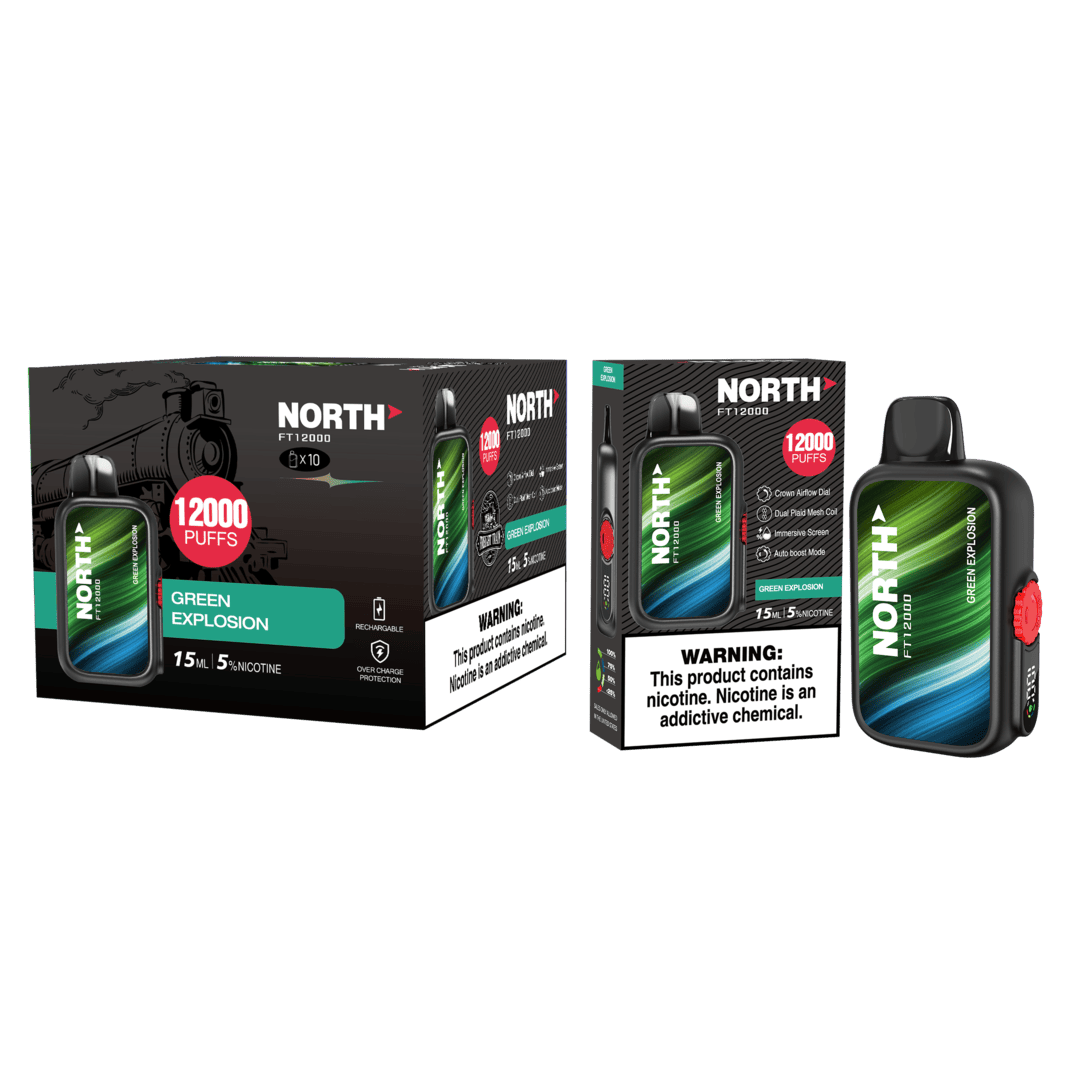 North FT12000 15ML 12000 Puffs Nicotine Vape - Green Explosion (Sleeve of 10) 1 Green