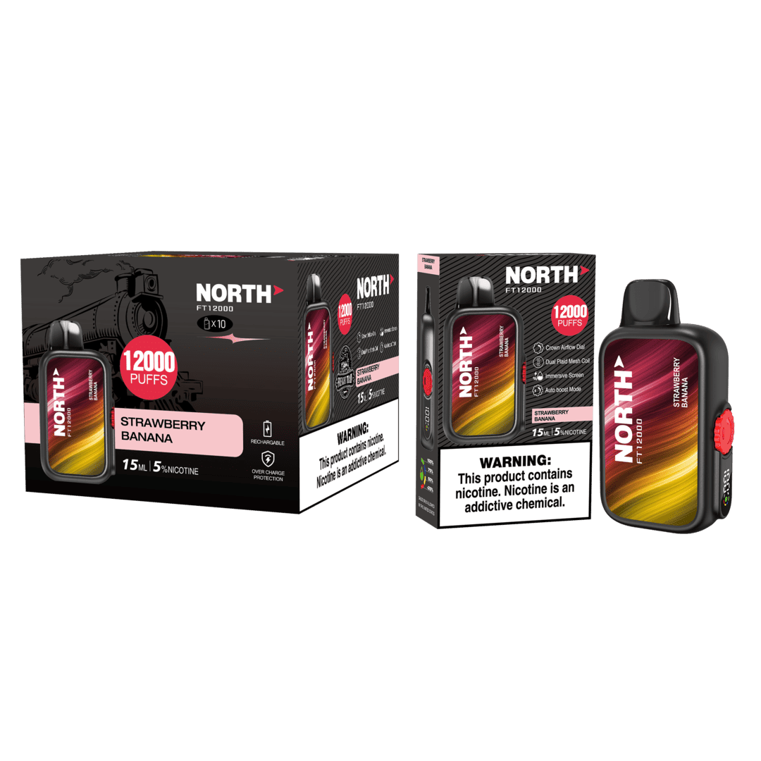 North FT12000 15ML 12000 Puffs Nicotine Vape - Strawberry Banana (Sleeve of 10) 1 Strawberry Banana