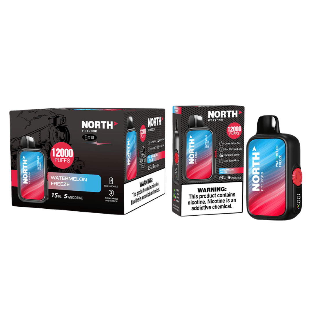 North FT12000 15ML 12000 Puffs Nicotine Vape - Watermelon Freeze (Sleeve of 10) 1 North FT12000 15ML 12000 Puffs watermelon freeze wholesale 25580