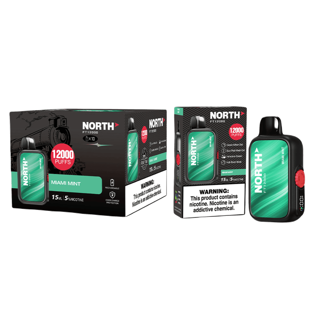 North FT12000 15ML 12000 Puffs Nicotine Vape - Miami Mint (Sleeve of 10) 1 North FT12000 miami mint wholesale 12387