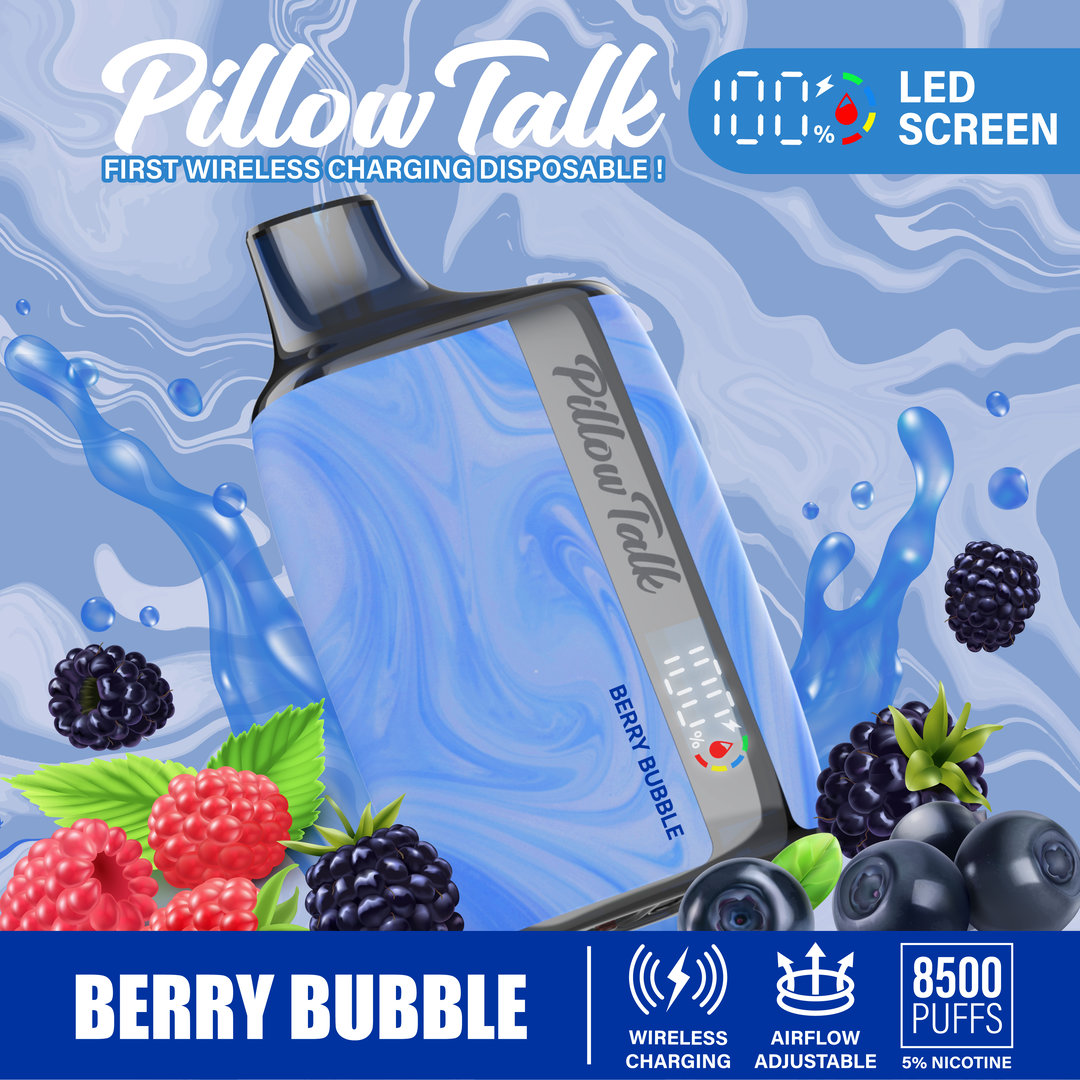Pillow Talk 13ML 8500 Puffs Disposable Vape - Berry Bubble (Sleeve of 10) 1 berry bubble