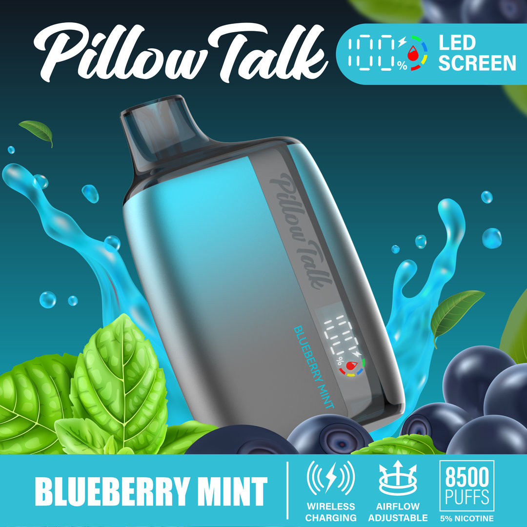 Pillow Talk 13ML 8500 Puffs Disposable Vape - Blueberry Mint (Sleeve of 10) 1 blueberry mint 2