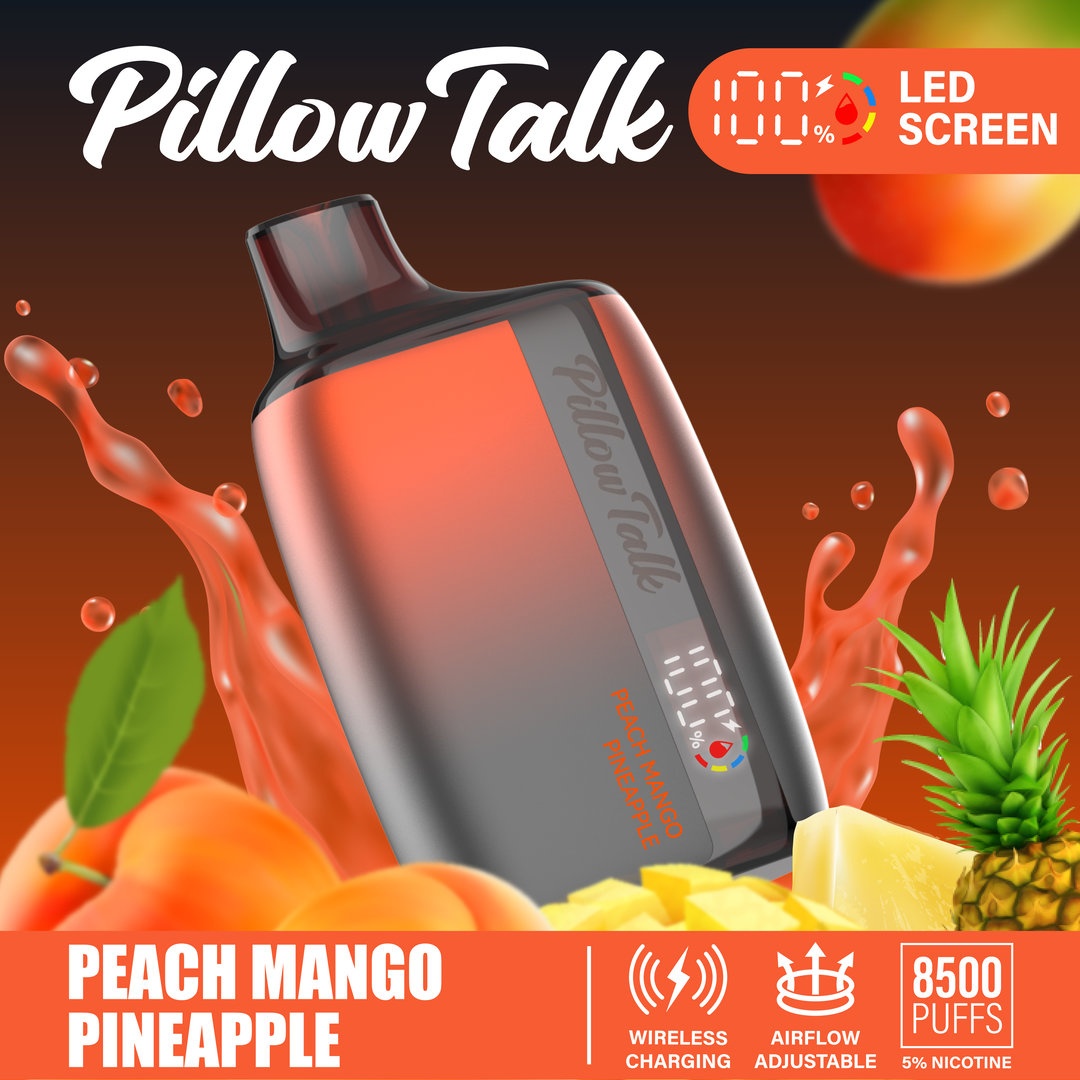 Pillow Talk 13ML 8500 Puffs Disposable Vape - Peach Mango Pineapple (Sleeve of 10) 1 peach mango pineapple 2