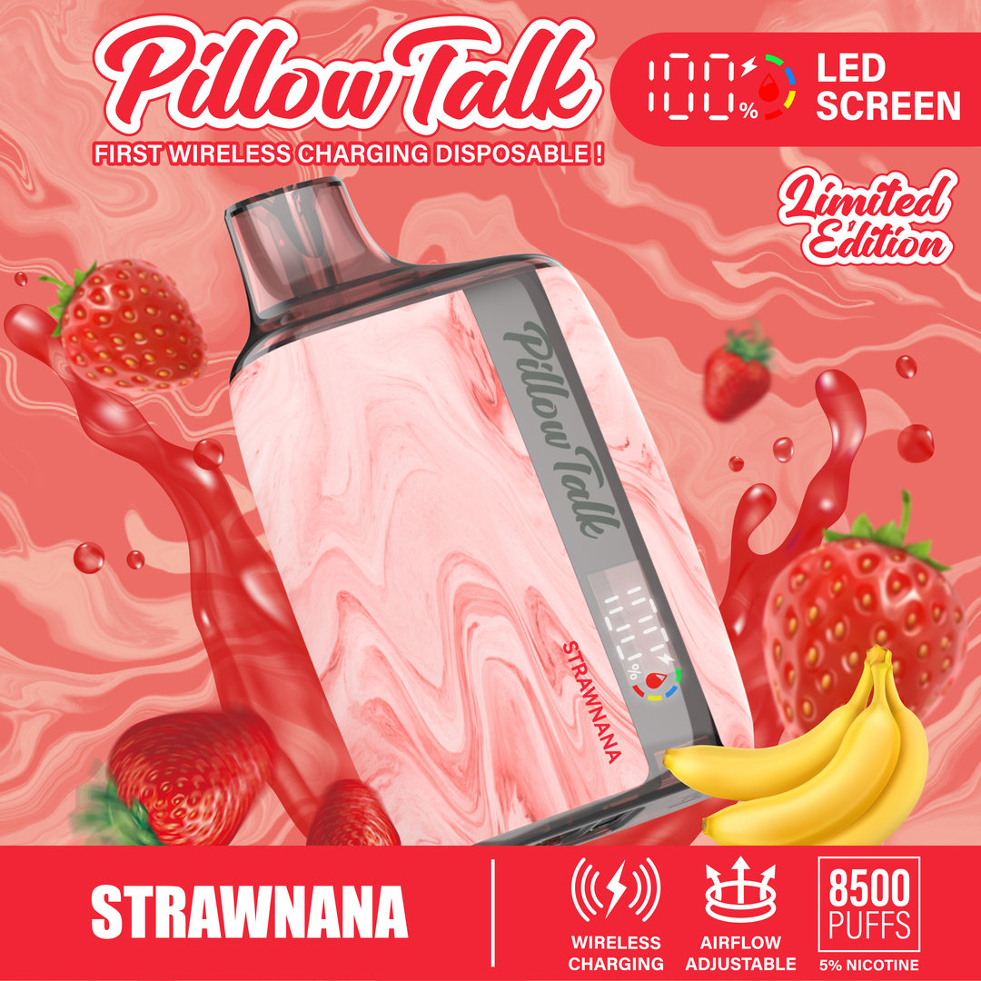 Pillow Talk 13ML 8500 Puffs Disposable Vape - Strawnana (Sleeve of 10) 1 strawnana