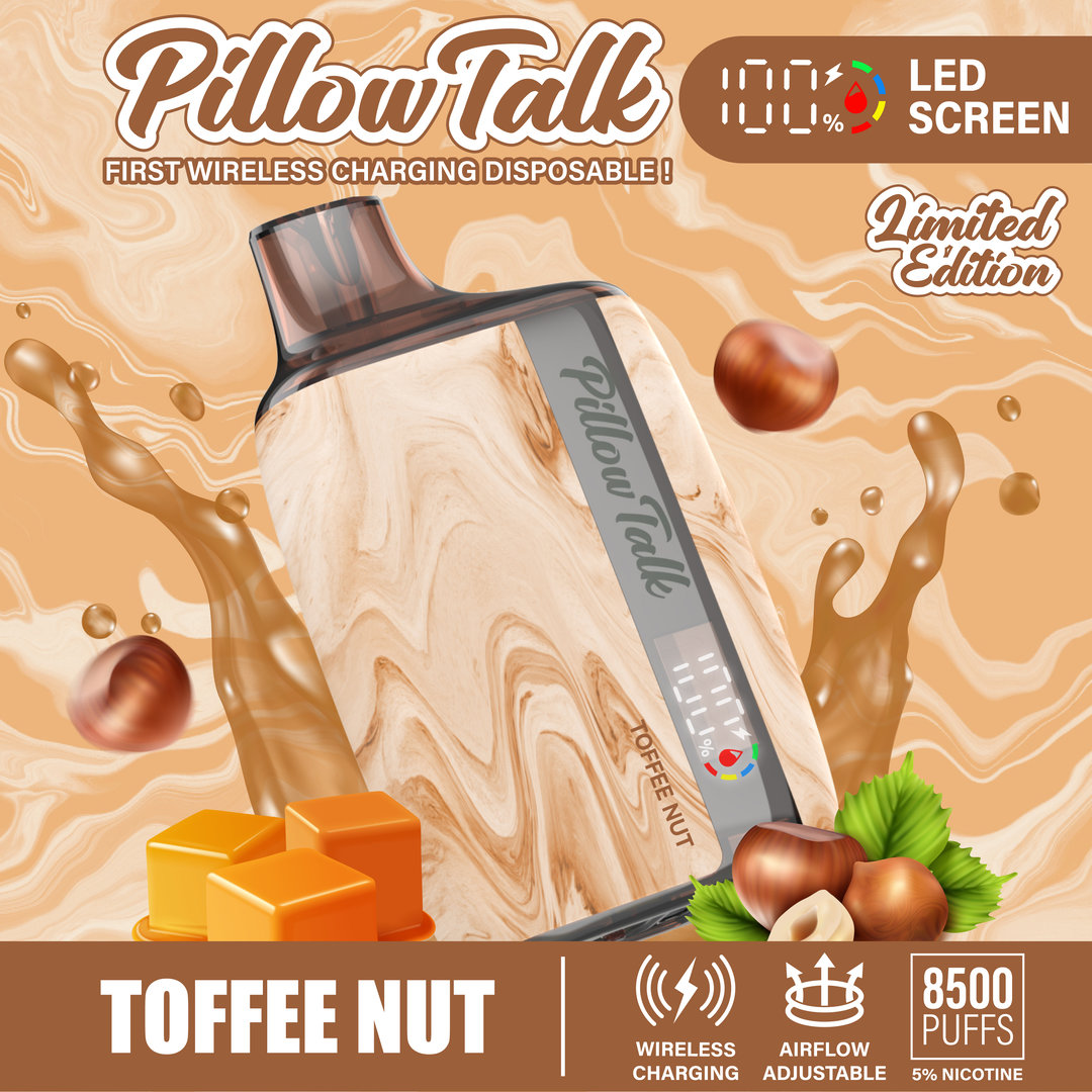 Pillow Talk 13ML 8500 Puffs Disposable Vape - Toffee Nut (Sleeve of 10) 1 toffe nut