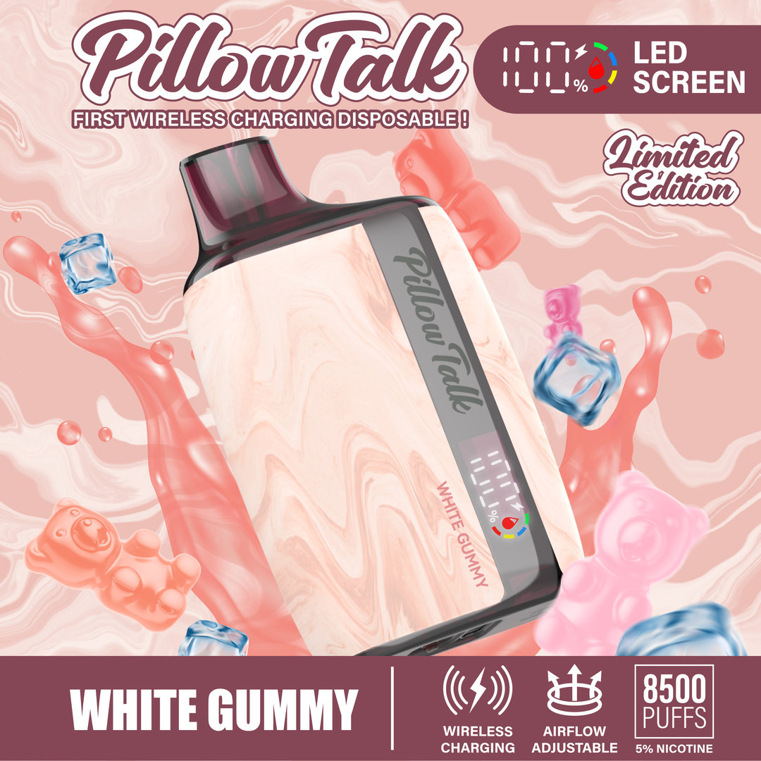Pillow Talk 13ML 8500 Puffs Disposable Vape - White Gummy (Sleeve of 10) 1 white gummy