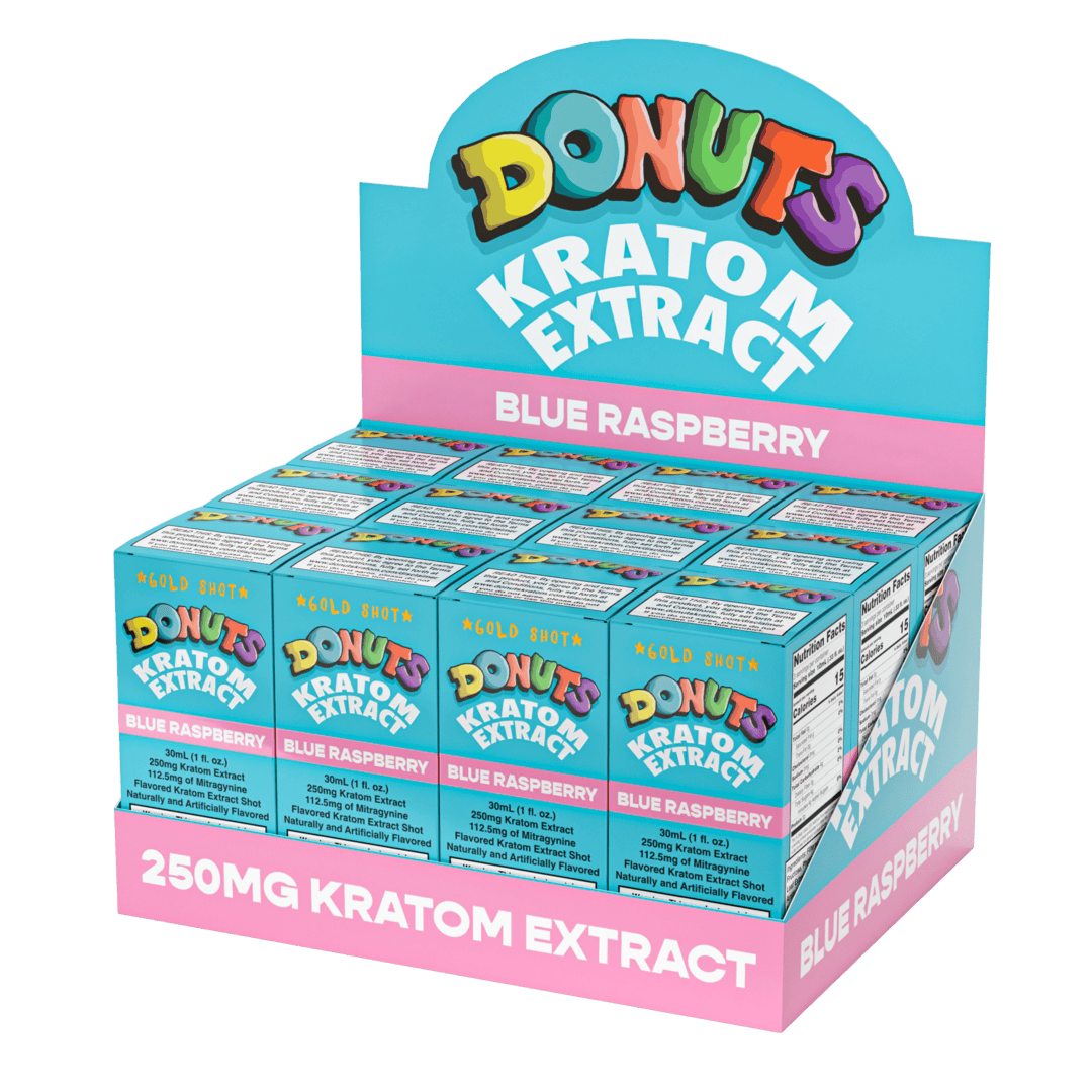 Donuts Kratom Extract 250MG Shot - Blue Raspberry (Sleeve of 12) 1 Blue Raspberry 12Pack