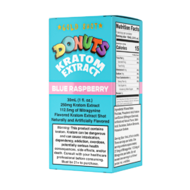 Donuts Kratom Extract 250MG Shot - Blue Raspberry (Sleeve of 12) 3 Blue Raspberry 250g