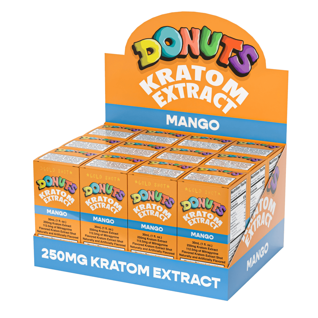 Donuts Kratom Extract 250MG Shot - Mango (Sleeve of 12) 1 Mango 12Pack