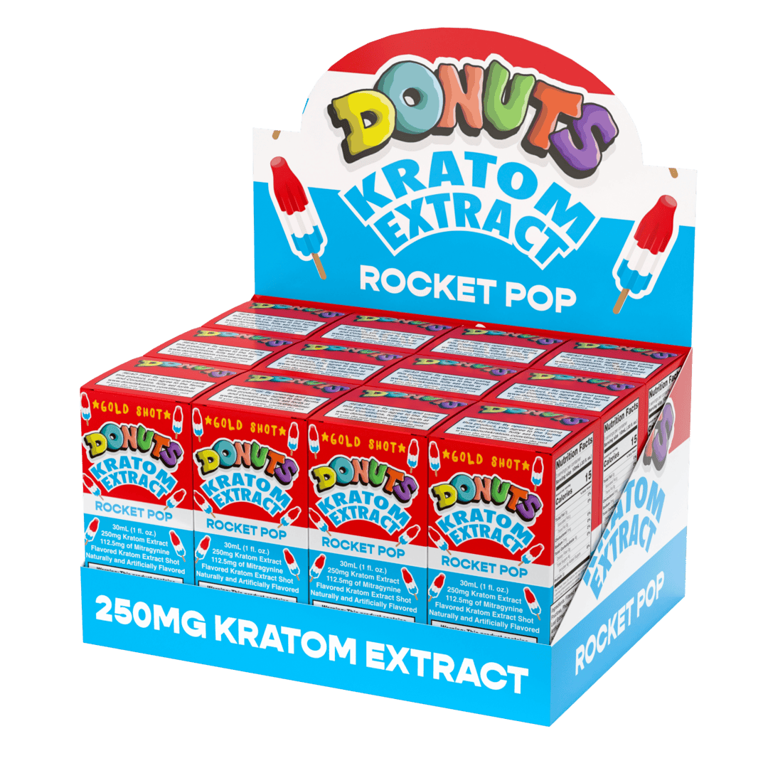 Donuts Kratom Extract 250MG Shot - Rocket Pop (Sleeve of 12) 1 Rocker Pop 250mg 12 Pack