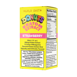 Donuts Kratom Extract 250MG Shot -Strawberry (Sleeve of 12) 3 Strawberry 250g