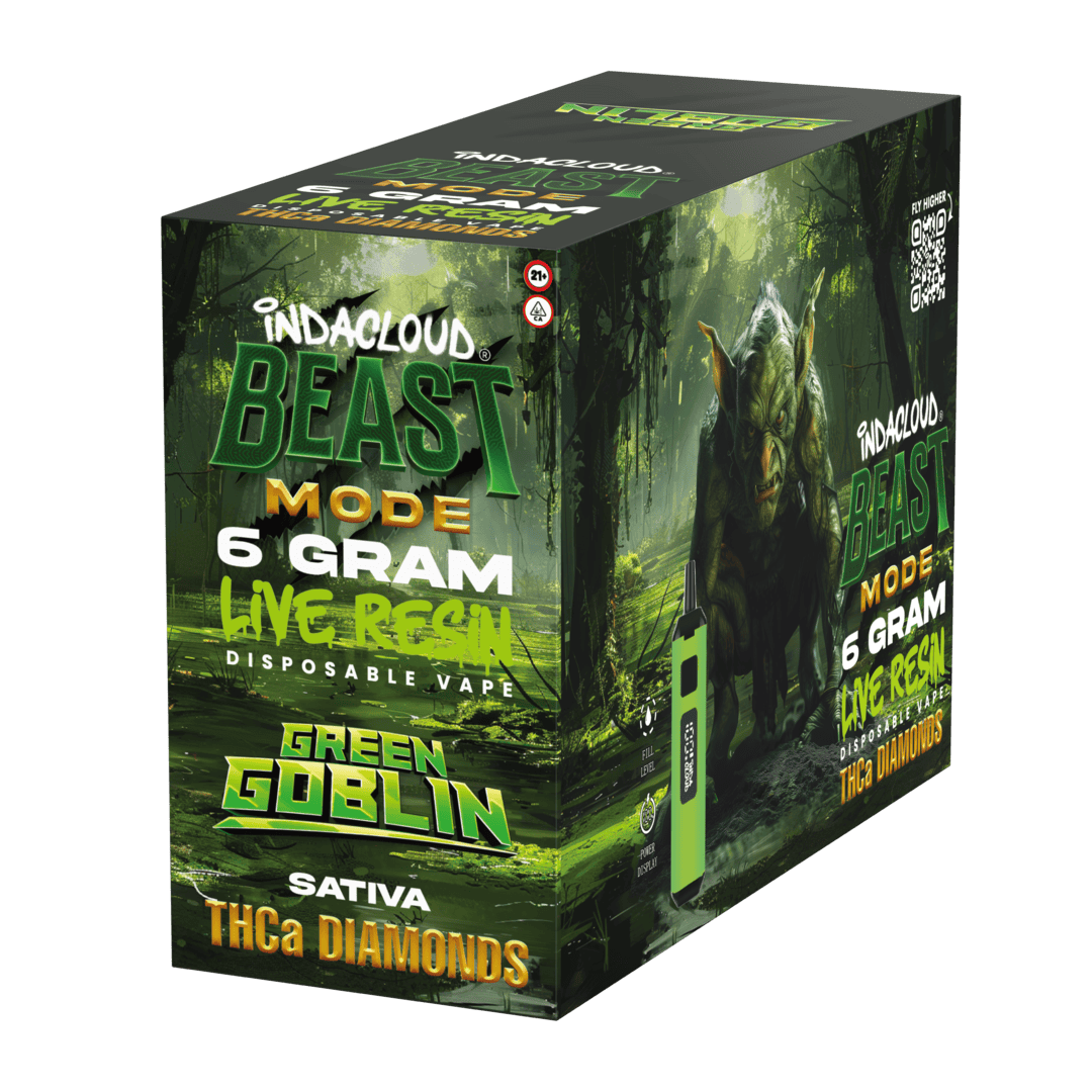Beast Mode 6G THCa Diamonds Disposable Vape - Green Goblin (Sleeve of 5) 2 Display Green Goblin